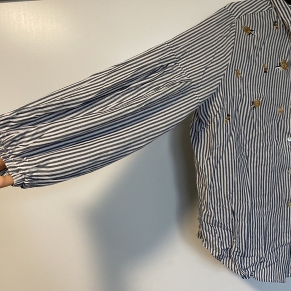 Long sleeve golden flower,striped  blouse, light material - Picture 2 of 6